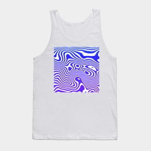 Navy Blue Abstract Strips Art Tank Top